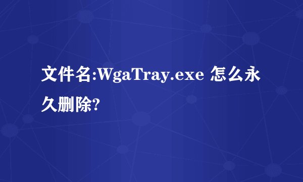 文件名:WgaTray.exe 怎么永久删除?