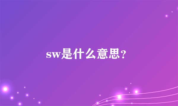 sw是什么意思？
