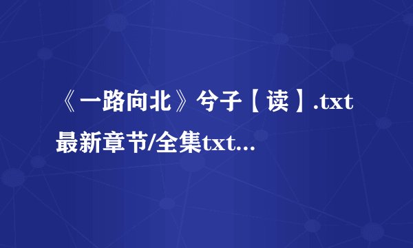 《一路向北》兮子【读】.txt最新章节/全集txt免费下载
