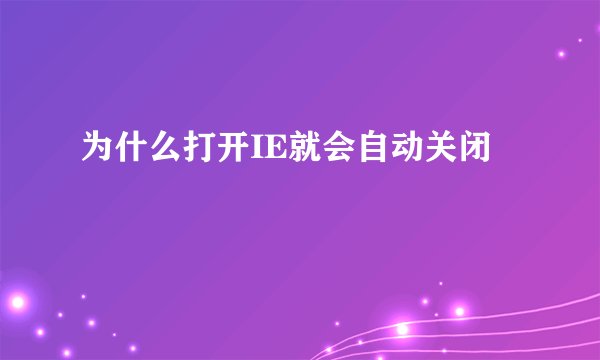为什么打开IE就会自动关闭