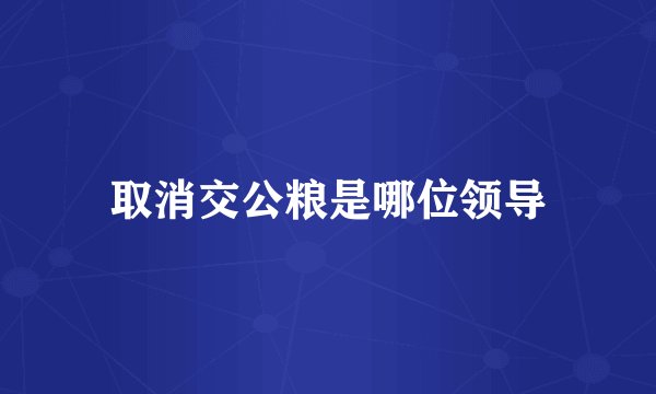 取消交公粮是哪位领导