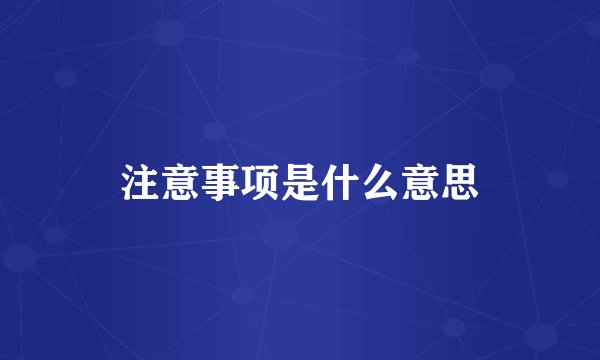 注意事项是什么意思