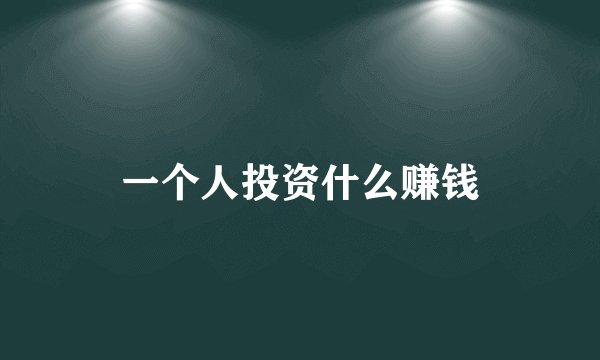 一个人投资什么赚钱