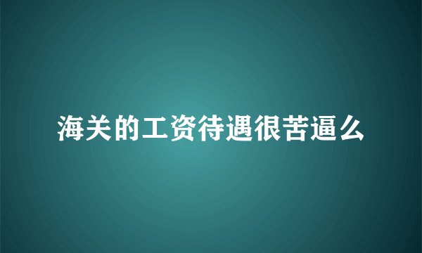 海关的工资待遇很苦逼么