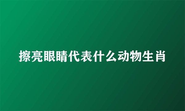 擦亮眼睛代表什么动物生肖