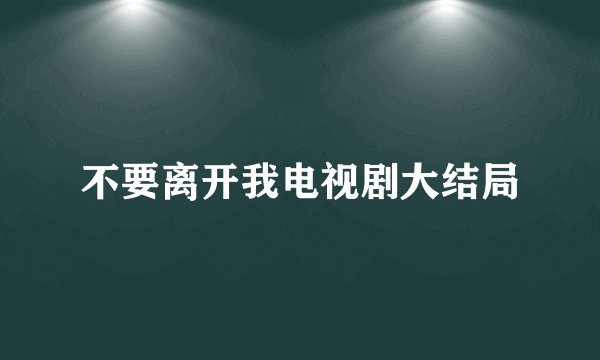 不要离开我电视剧大结局