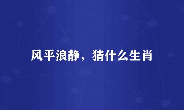 风平浪静，猜什么生肖