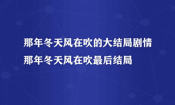 那年冬天风在吹的大结局剧情那年冬天风在吹最后结局