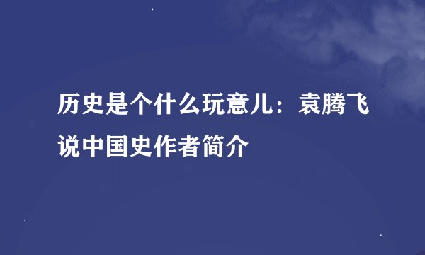 历史是个什么玩意儿：袁腾飞说中国史作者简介