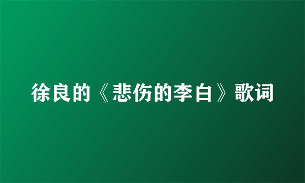 徐良的《悲伤的李白》歌词