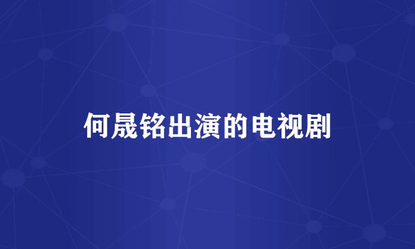 何晟铭出演的电视剧
