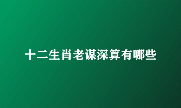 十二生肖老谋深算有哪些