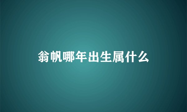 翁帆哪年出生属什么