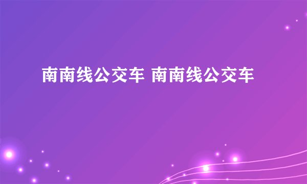 南南线公交车 南南线公交车