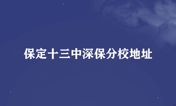保定十三中深保分校地址