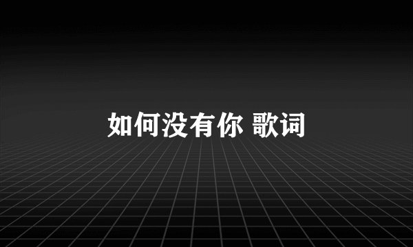 如何没有你 歌词