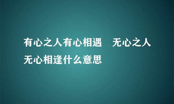 有心之人有心相遇 无心之人无心相逢什么意思