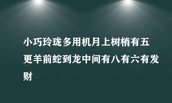 小巧玲珑多用机月上树梢有五更羊前蛇到龙中间有八有六有发财