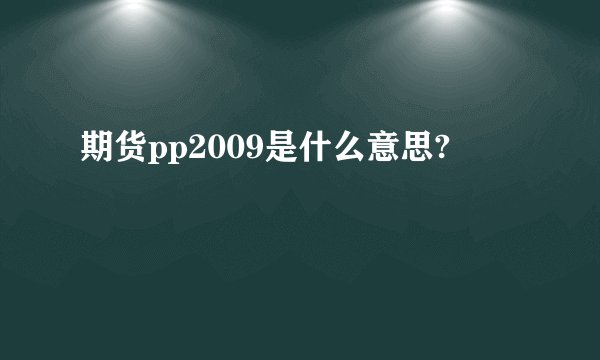 期货pp2009是什么意思?