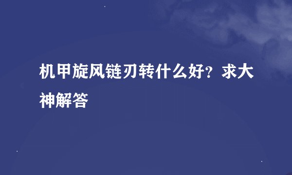 机甲旋风链刃转什么好？求大神解答