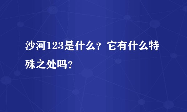 沙河123是什么？它有什么特殊之处吗？