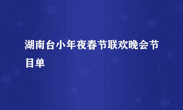 湖南台小年夜春节联欢晚会节目单