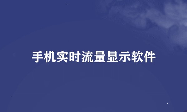 手机实时流量显示软件