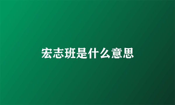 宏志班是什么意思
