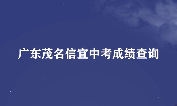 广东茂名信宜中考成绩查询