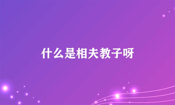 什么是相夫教子呀