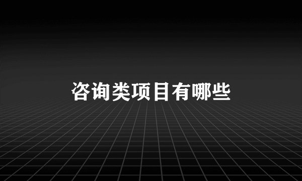 咨询类项目有哪些