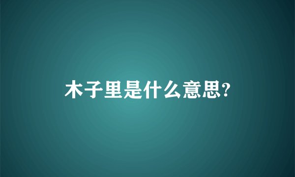 木子里是什么意思?