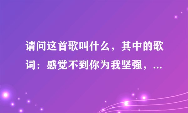 请问这首歌叫什么，其中的歌词：感觉不到你为我坚强，感觉得到你对我说谎，我安静听着萧邦用维也纳忧伤！