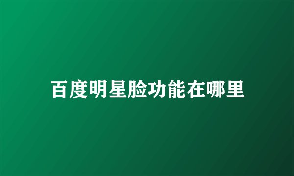 百度明星脸功能在哪里
