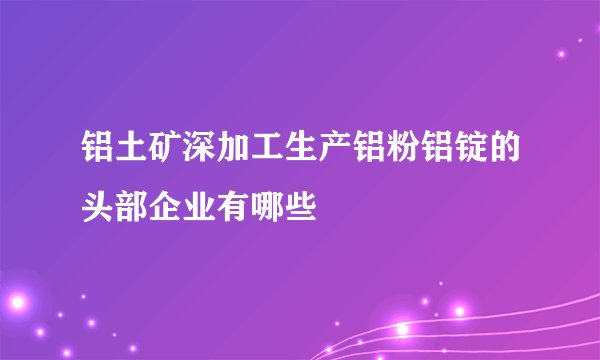 铝土矿深加工生产铝粉铝锭的头部企业有哪些