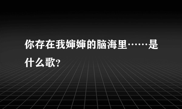 你存在我婶婶的脑海里……是什么歌？