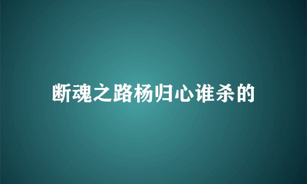 断魂之路杨归心谁杀的