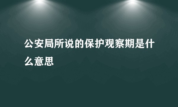 公安局所说的保护观察期是什么意思