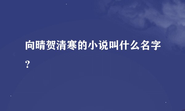 向晴贺清寒的小说叫什么名字？