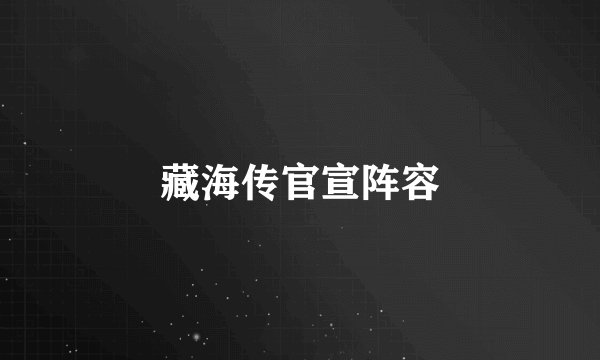 藏海传官宣阵容