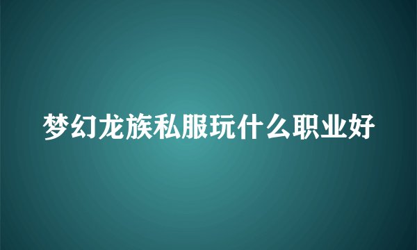 梦幻龙族私服玩什么职业好