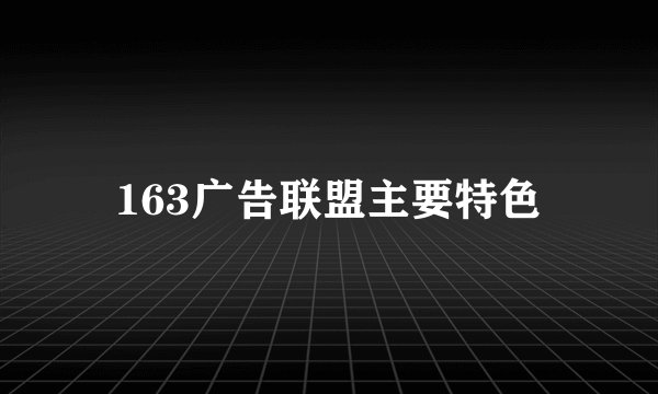 163广告联盟主要特色