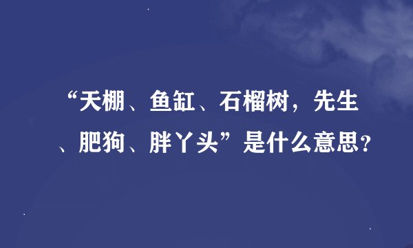 “天棚、鱼缸、石榴树，先生、肥狗、胖丫头”是什么意思？