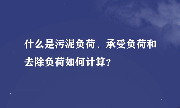 什么是污泥负荷、承受负荷和去除负荷如何计算？