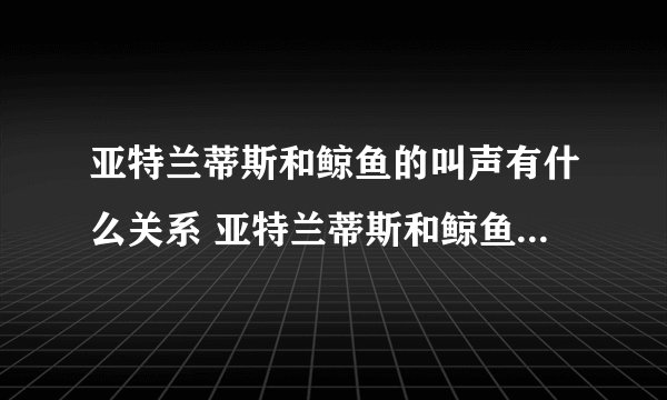 亚特兰蒂斯和鲸鱼的叫声有什么关系 亚特兰蒂斯和鲸鱼的叫声有没有关系