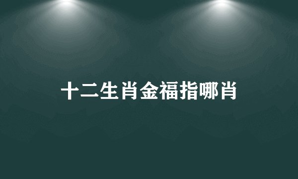 十二生肖金福指哪肖