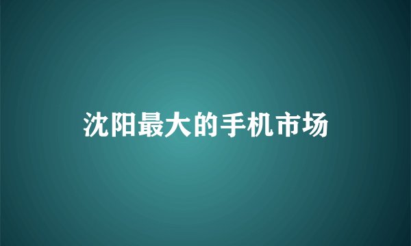 沈阳最大的手机市场
