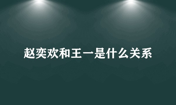 赵奕欢和王一是什么关系