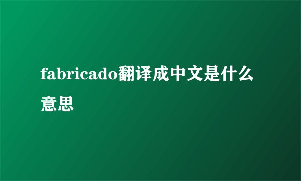 fabricado翻译成中文是什么意思