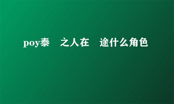 poy泰囧之人在囧途什么角色